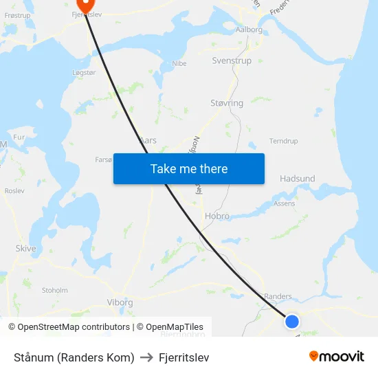 Stånum (Randers Kom) to Fjerritslev map