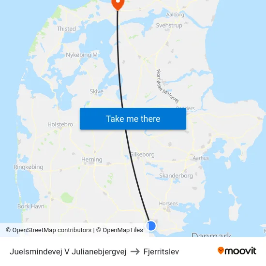 Juelsmindevej V Julianebjergvej to Fjerritslev map