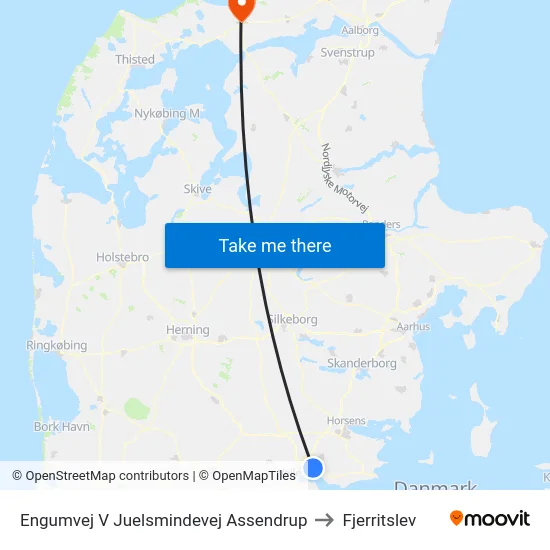Engumvej V Juelsmindevej Assendrup to Fjerritslev map
