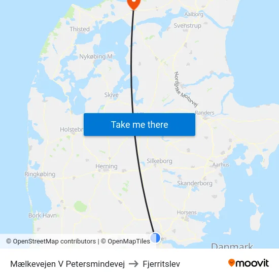 Mælkevejen V Petersmindevej to Fjerritslev map
