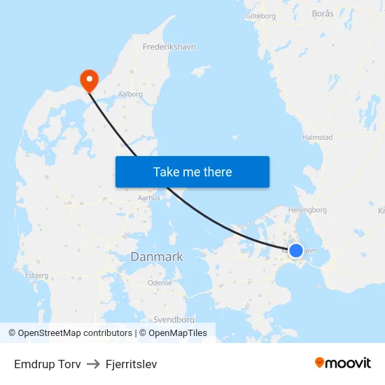 Emdrup Torv to Fjerritslev map