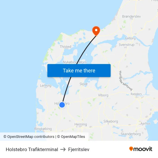 Holstebro Trafikterminal to Fjerritslev map