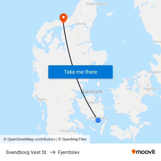 Svendborg Vest St. to Fjerritslev map