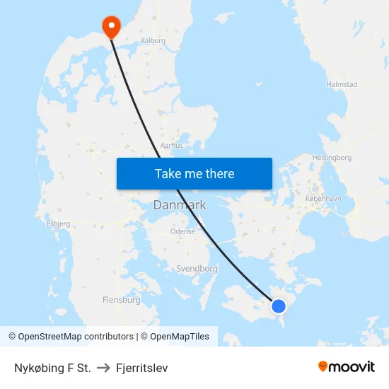 Nykøbing F St. to Fjerritslev map