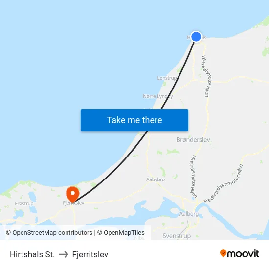 Hirtshals St. to Fjerritslev map