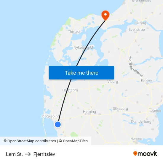 Lem St. to Fjerritslev map