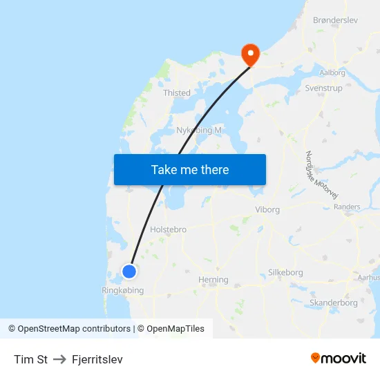 Tim St to Fjerritslev map