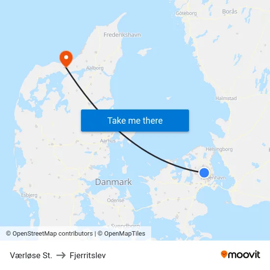 Værløse St. to Fjerritslev map