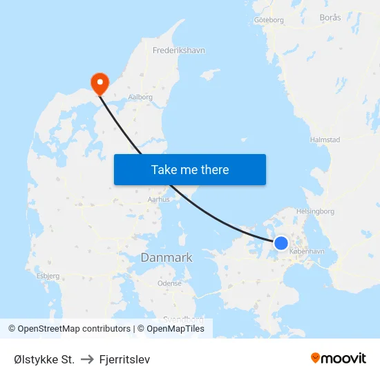 Ølstykke St. to Fjerritslev map
