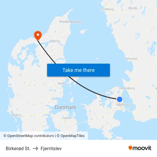 Birkerød St. to Fjerritslev map
