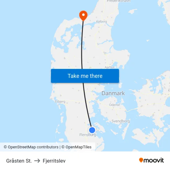 Gråsten St. to Fjerritslev map