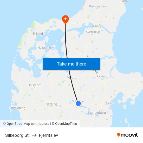 Silkeborg St. to Fjerritslev map