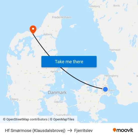 Hf Smørmose (Klausdalsbrovej) to Fjerritslev map