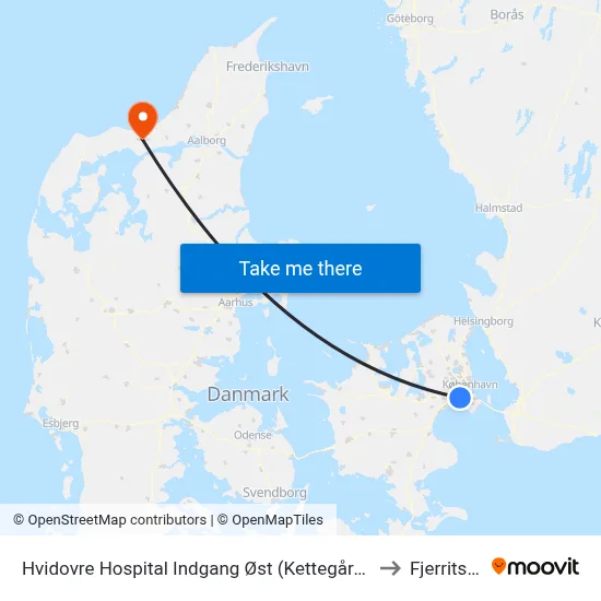 Hvidovre Hospital Indgang Øst (Kettegård Allé) to Fjerritslev map