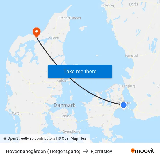 Hovedbanegården (Tietgensgade) to Fjerritslev map