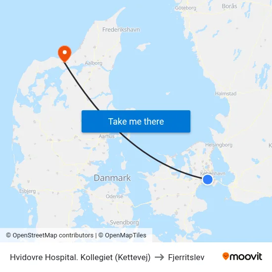 Hvidovre Hospital. Kollegiet (Kettevej) to Fjerritslev map