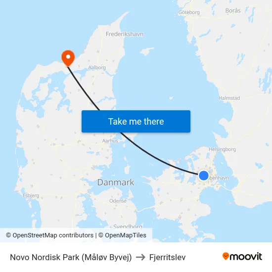 Novo Nordisk Park (Måløv Byvej) to Fjerritslev map