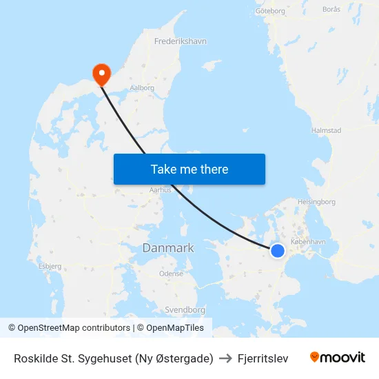 Roskilde St. Sygehuset (Ny Østergade) to Fjerritslev map