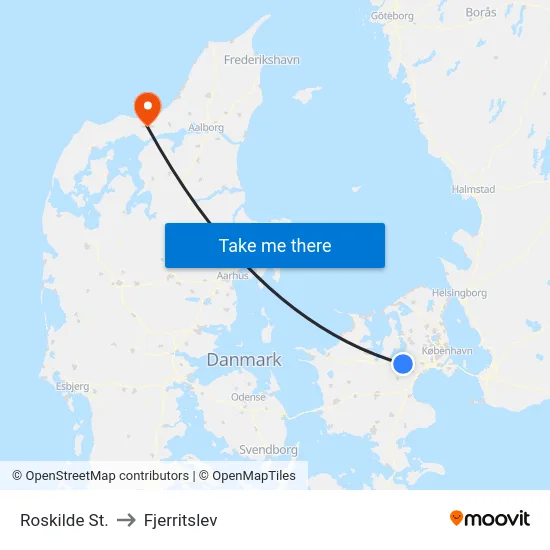 Roskilde St. to Fjerritslev map