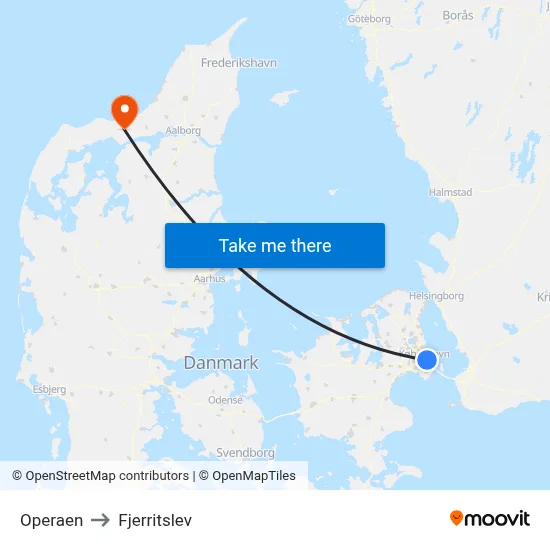 Operaen to Fjerritslev map