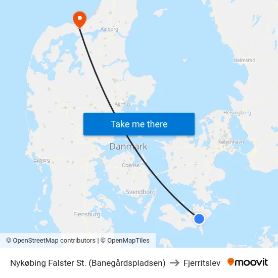 Nykøbing Falster St. (Banegårdspladsen) to Fjerritslev map