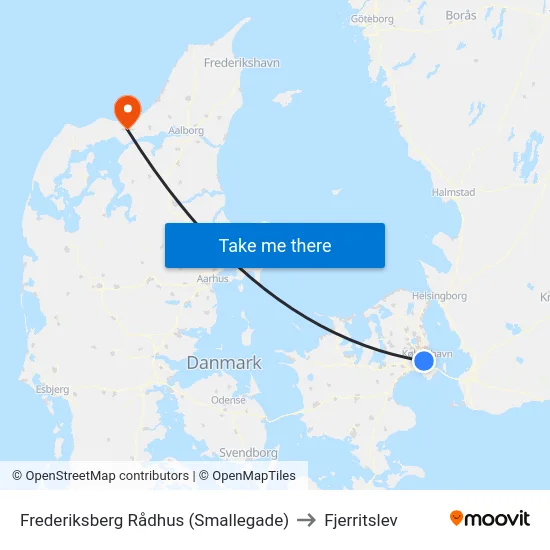 Frederiksberg Rådhus (Smallegade) to Fjerritslev map