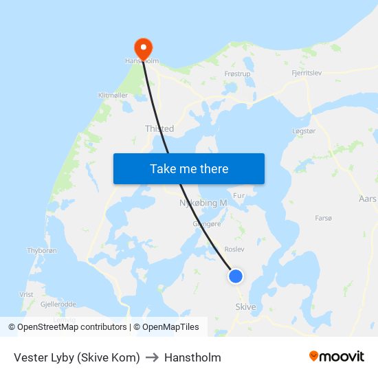 Vester Lyby (Skive Kom) to Hanstholm map