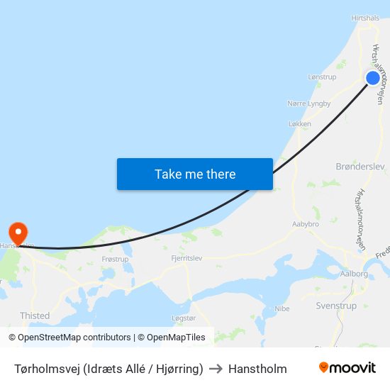 Tørholmsvej (Idræts Allé / Hjørring) to Hanstholm map