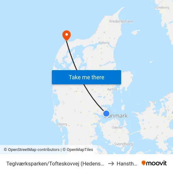 Teglværksparken/Tofteskovvej (Hedensted Kom) to Hanstholm map