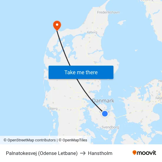 Palnatokesvej (Odense Letbane) to Hanstholm map