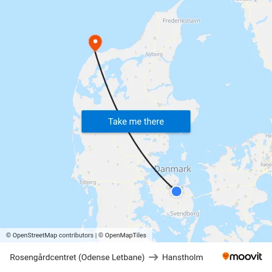 Rosengårdcentret (Odense Letbane) to Hanstholm map