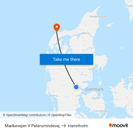 Mælkevejen V Petersmindevej to Hanstholm map