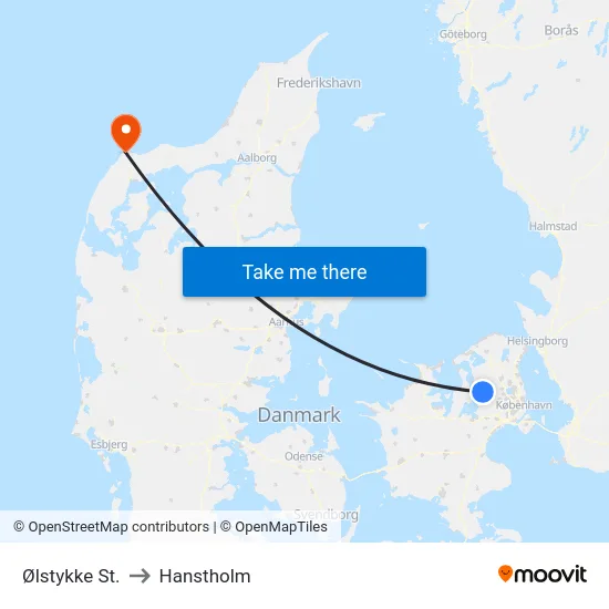Ølstykke St. to Hanstholm map