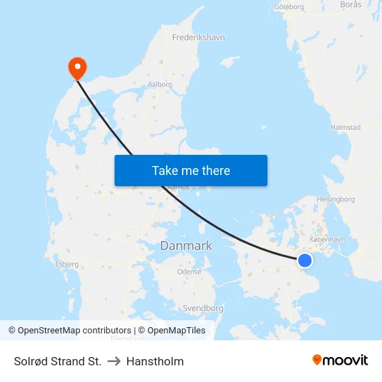 Solrød Strand St. to Hanstholm map