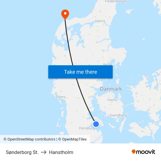 Sønderborg St. to Hanstholm map