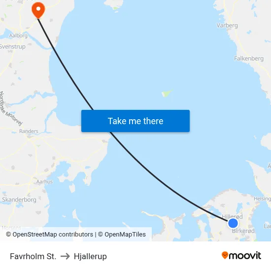 Favrholm St. to Hjallerup map
