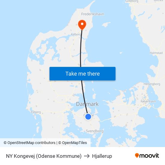 NY Kongevej (Odense Kommune) to Hjallerup map