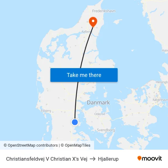Christiansfeldvej V Christian X's Vej to Hjallerup map