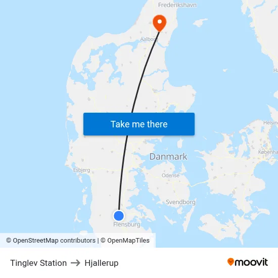 Tinglev Station to Hjallerup map