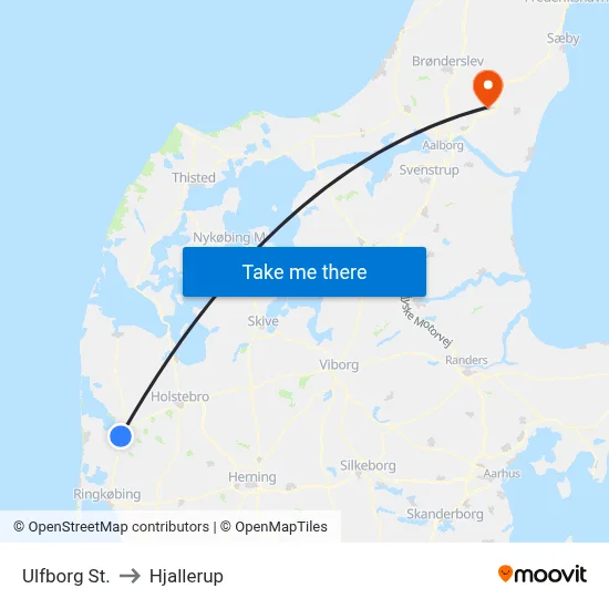 Ulfborg St. to Hjallerup map