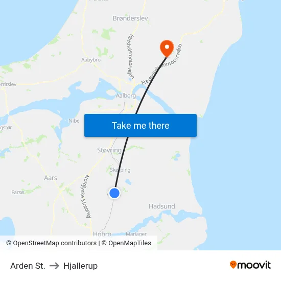 Arden St. to Hjallerup map
