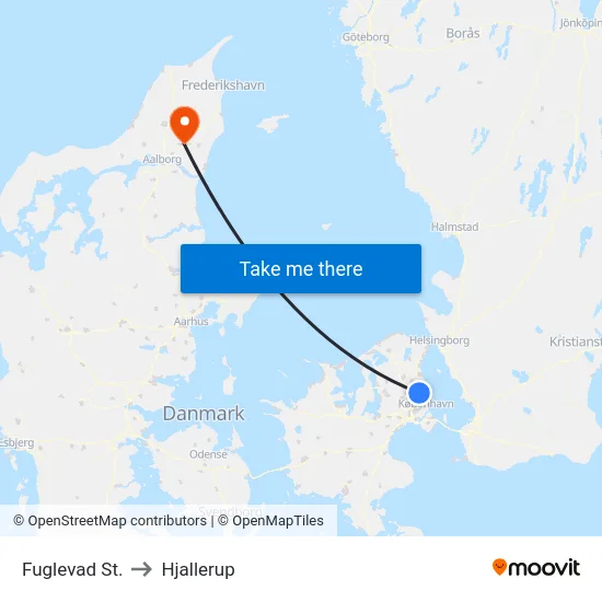 Fuglevad St. to Hjallerup map