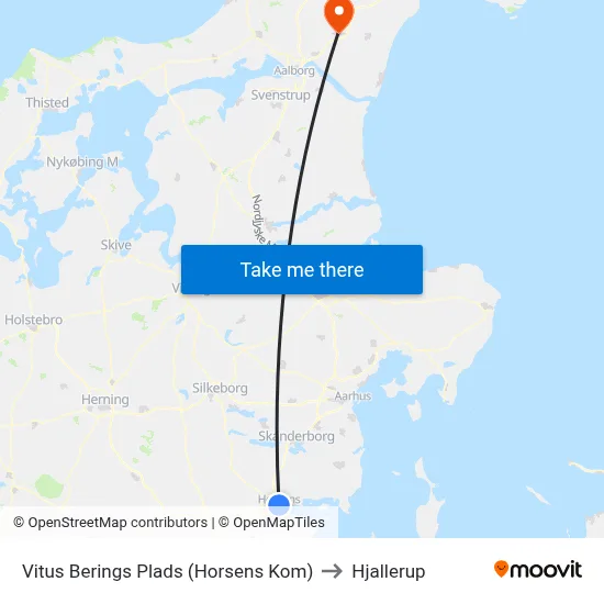 Vitus Berings Plads (Horsens Kom) to Hjallerup map