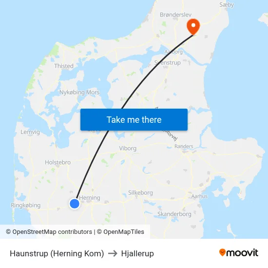 Haunstrup (Herning Kom) to Hjallerup map