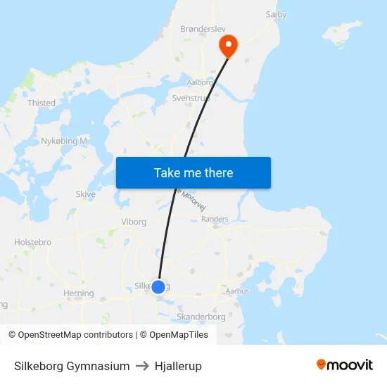 Silkeborg Gymnasium to Hjallerup map