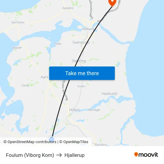 Foulum (Viborg Kom) to Hjallerup map