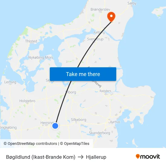 Bøgildlund (Ikast-Brande Kom) to Hjallerup map
