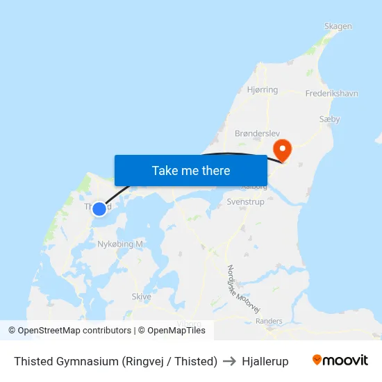 Thisted Gymnasium (Ringvej / Thisted) to Hjallerup map