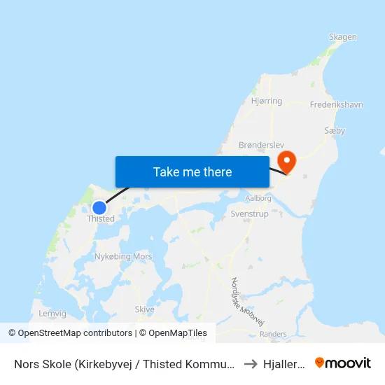 Nors Skole (Kirkebyvej / Thisted Kommune) to Hjallerup map