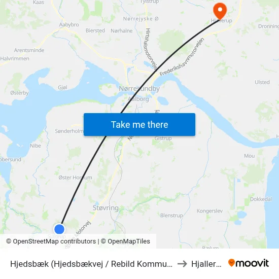 Hjedsbæk (Hjedsbækvej / Rebild Kommune) to Hjallerup map